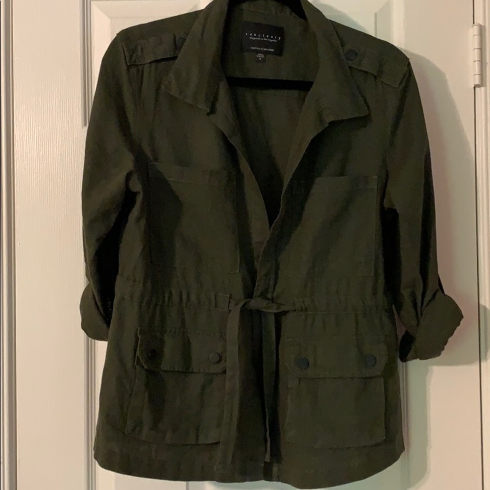 Olive Green Waist Tie Jacket